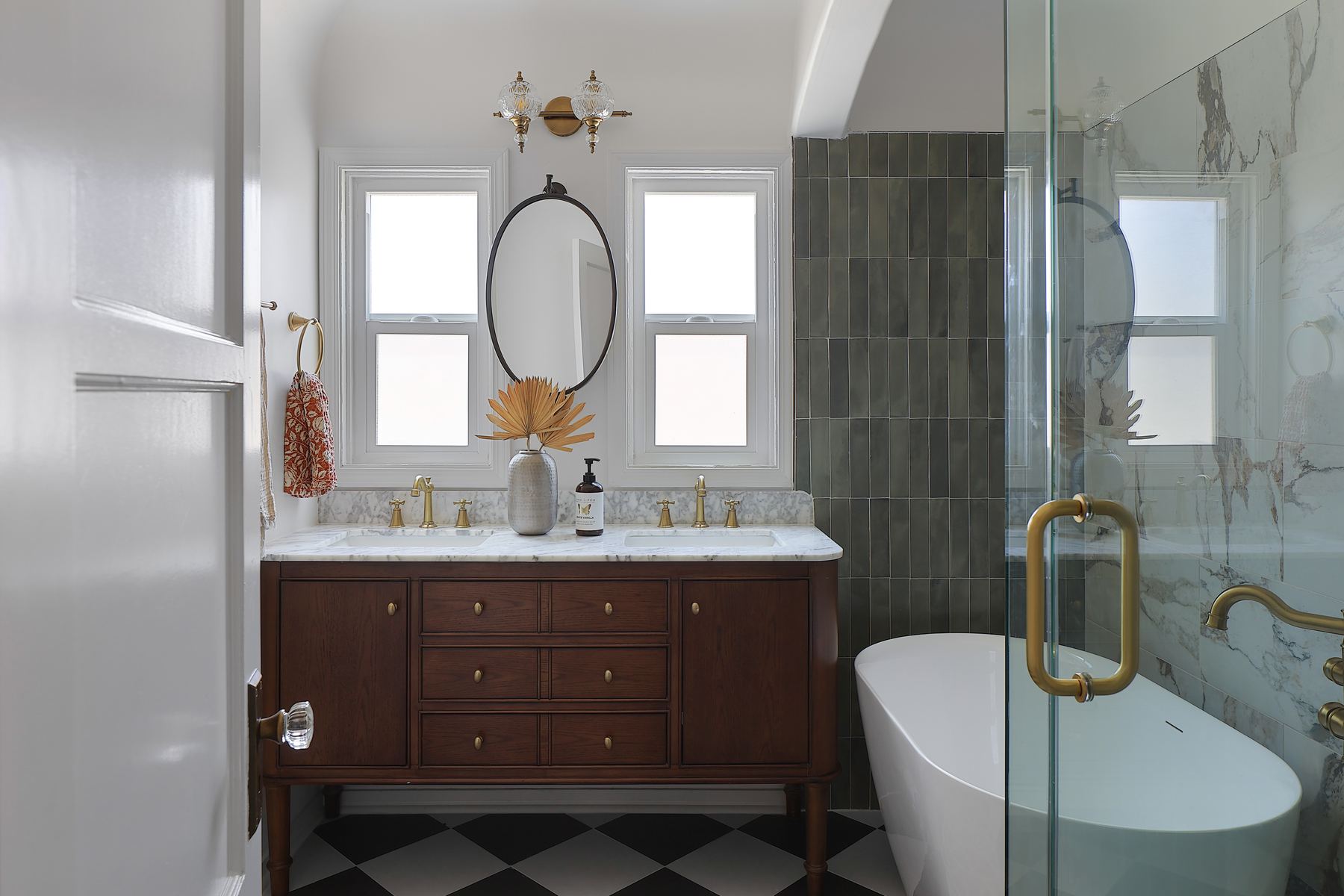 3120 primary bathroom with sage green tile